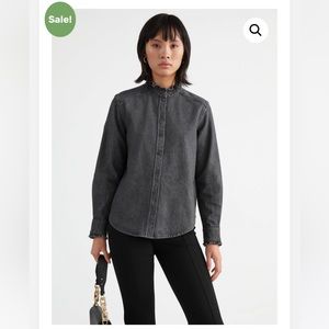 & OTHER STORIES SHIRTS & BLOUSES | RUFFLED DENIM SHIRT DARK GREY